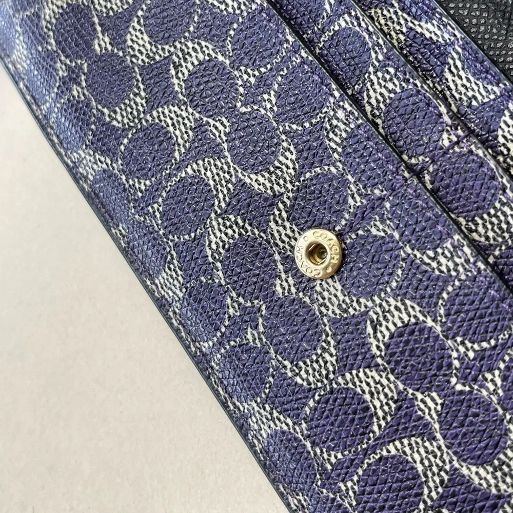 (new+tag) Coach signature monogram classic violet black soft wallet